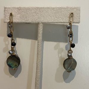 Abalone, black onyx, pyrite earrings